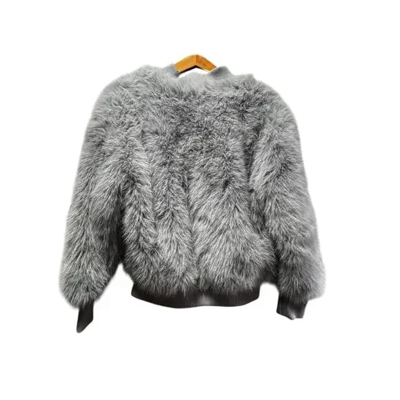 NWT Astrid Oversized Statement Faux Fur Cardigan – Grey – Sample